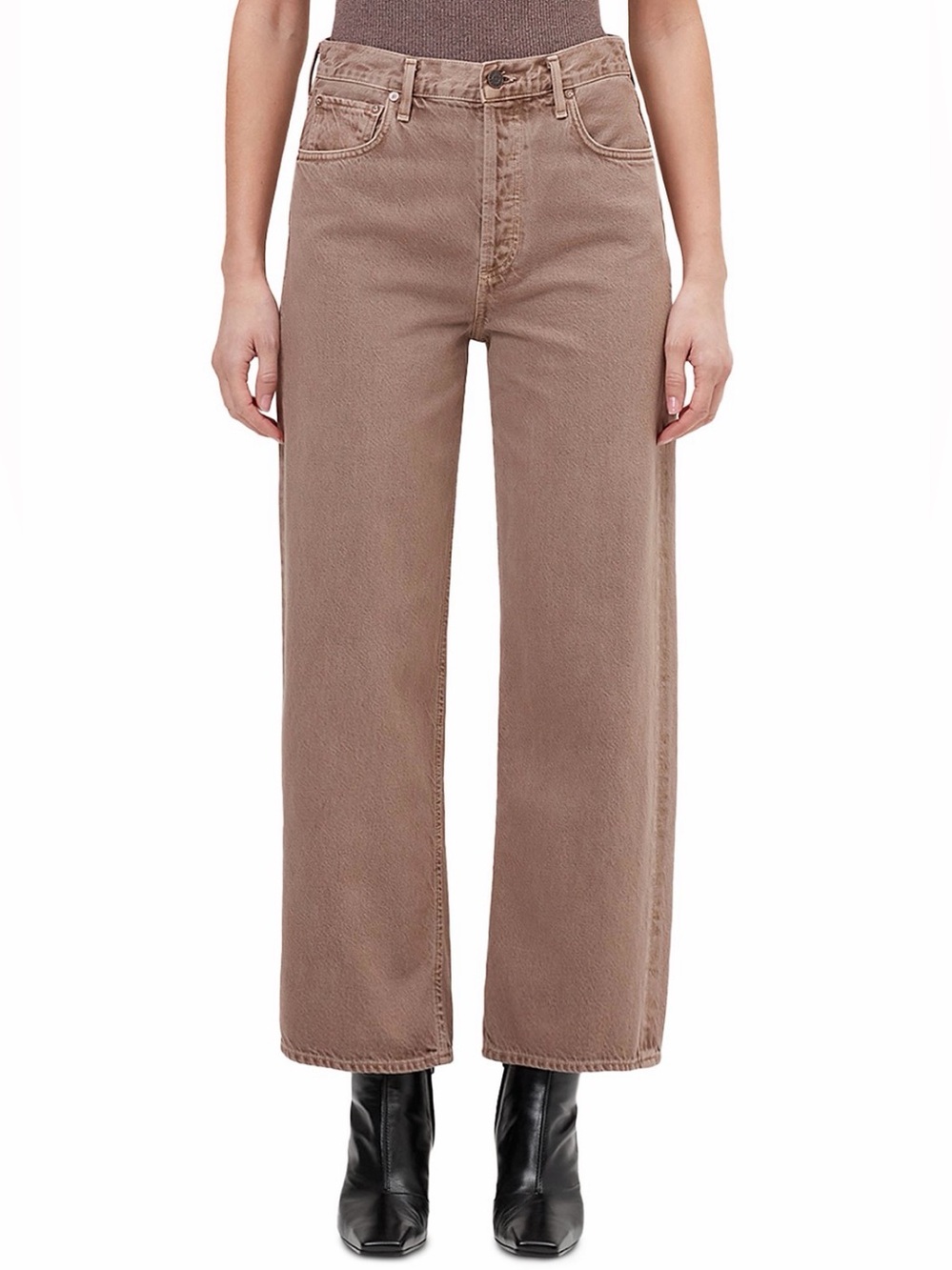 AGOLDE Ren High Rise Wide Leg Ankle Jeans in Ceramic